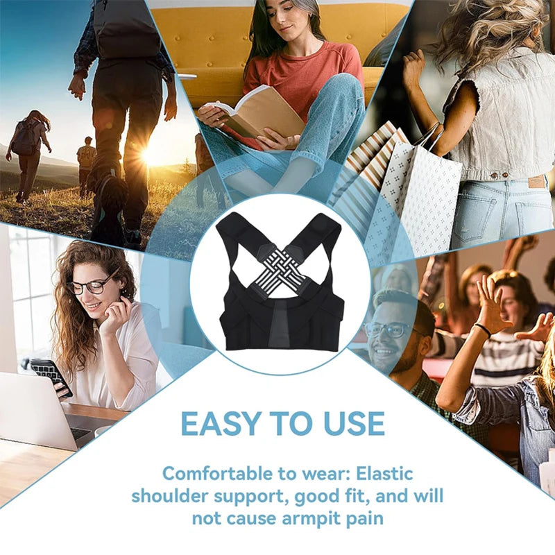 Correcteur de Posture – Ceinture de Soutien Dorsal Respirante pour Femmes, Hommes et Enfants | Ajustable et Confortable