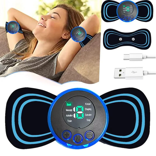Mini masseur électrique intelligent pour le cou – patch de massage portable rechargeable pour le cou et les épaules, avec plusieurs niveaux réglables