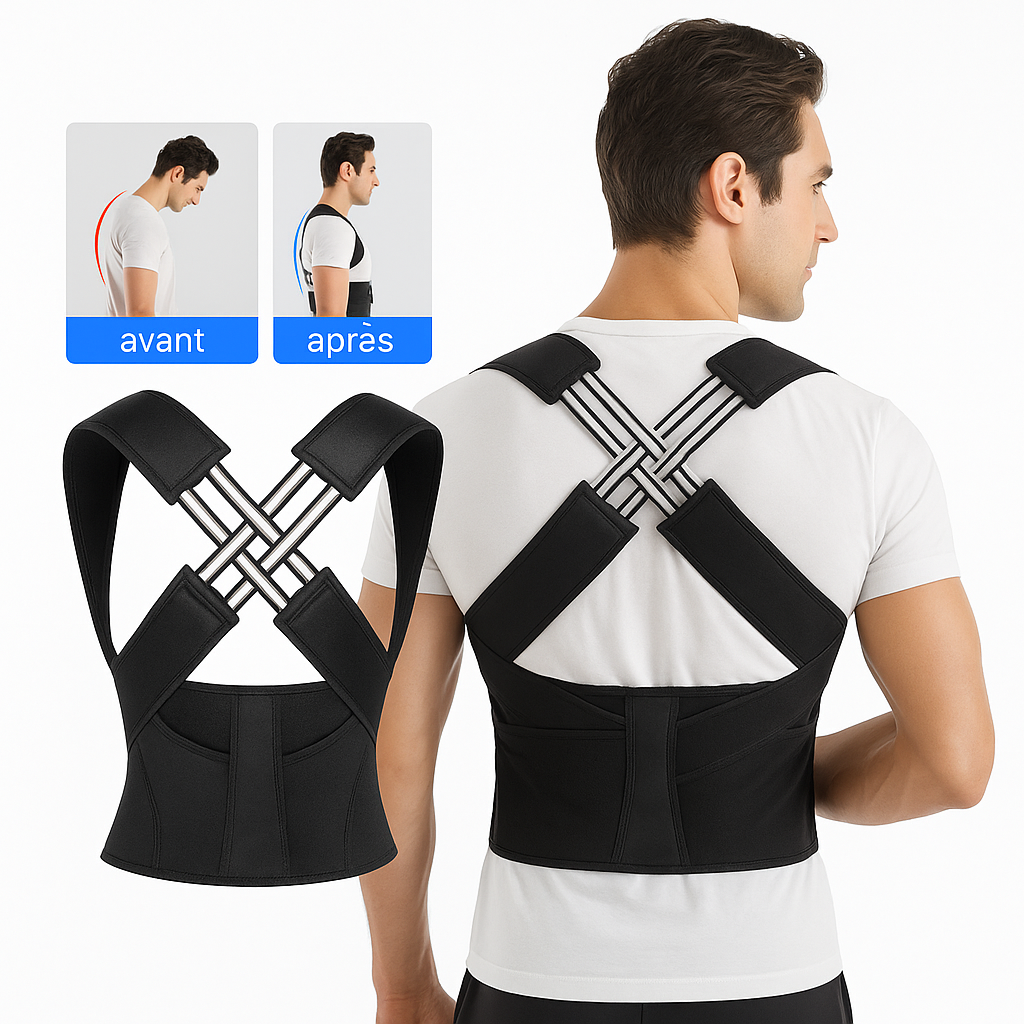 Correcteur de Posture – Ceinture de Soutien Dorsal Respirante pour Femmes, Hommes et Enfants | Ajustable et Confortable